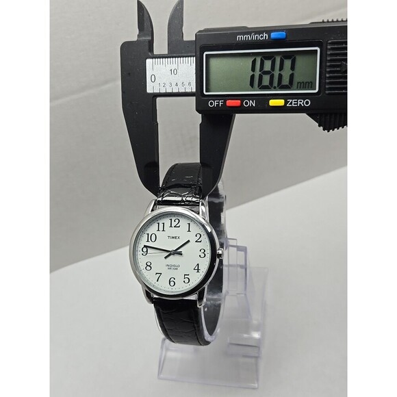 Timex Easy Reader Indiglo Silver Tone 35mm Quartz Watch Black New Battery WR 30M - Picture 6 of 13